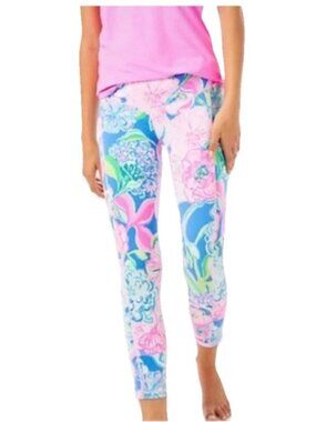 LILLY PULITZER Weekender PEONY FOR YOUR THOUGHTS Cropped Midi Leggings Sz XL